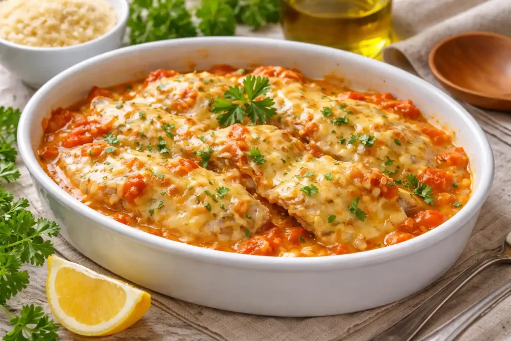 Peixe cremoso de forno gratinado com queijo derretido, receita de Páscoa simples e suculenta com molho cremoso, ideal para almoço especial em família